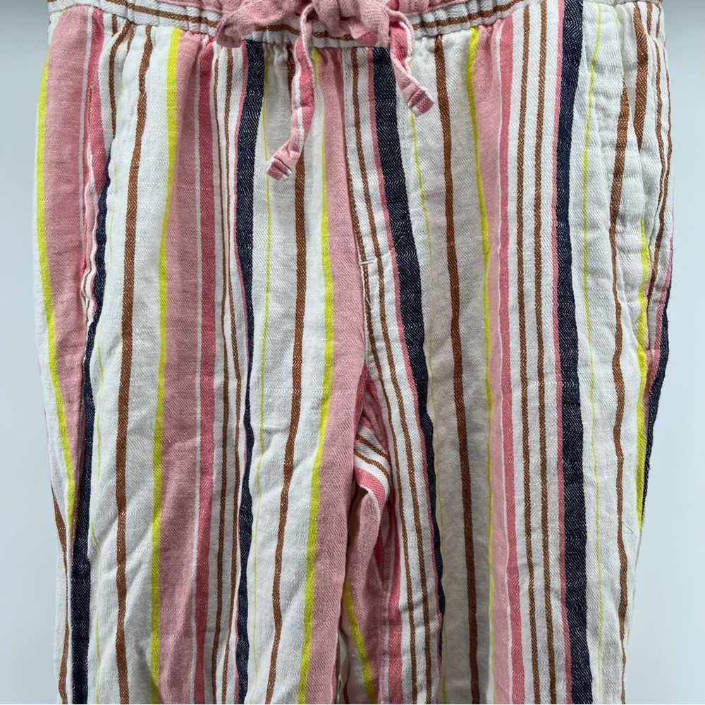 ⭐️3 for $30Old Navy Pink Striped Wide Leg Drawstring Linen Blend Pants Womens XS - Picture 3 of 11